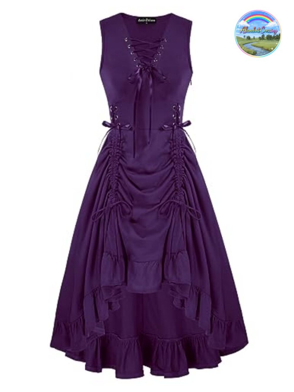 Renaissance Steampunk Lace Up Gothic Dress High Low Sleeveless Costume